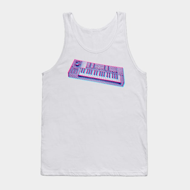 Analog Synthesizer 8bit 3D Retro Artwork Design Tank Top by DankFutura